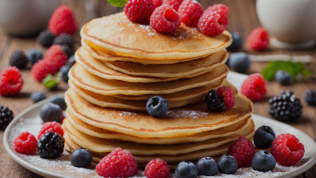 Tortitas proteicas con frutos rojos