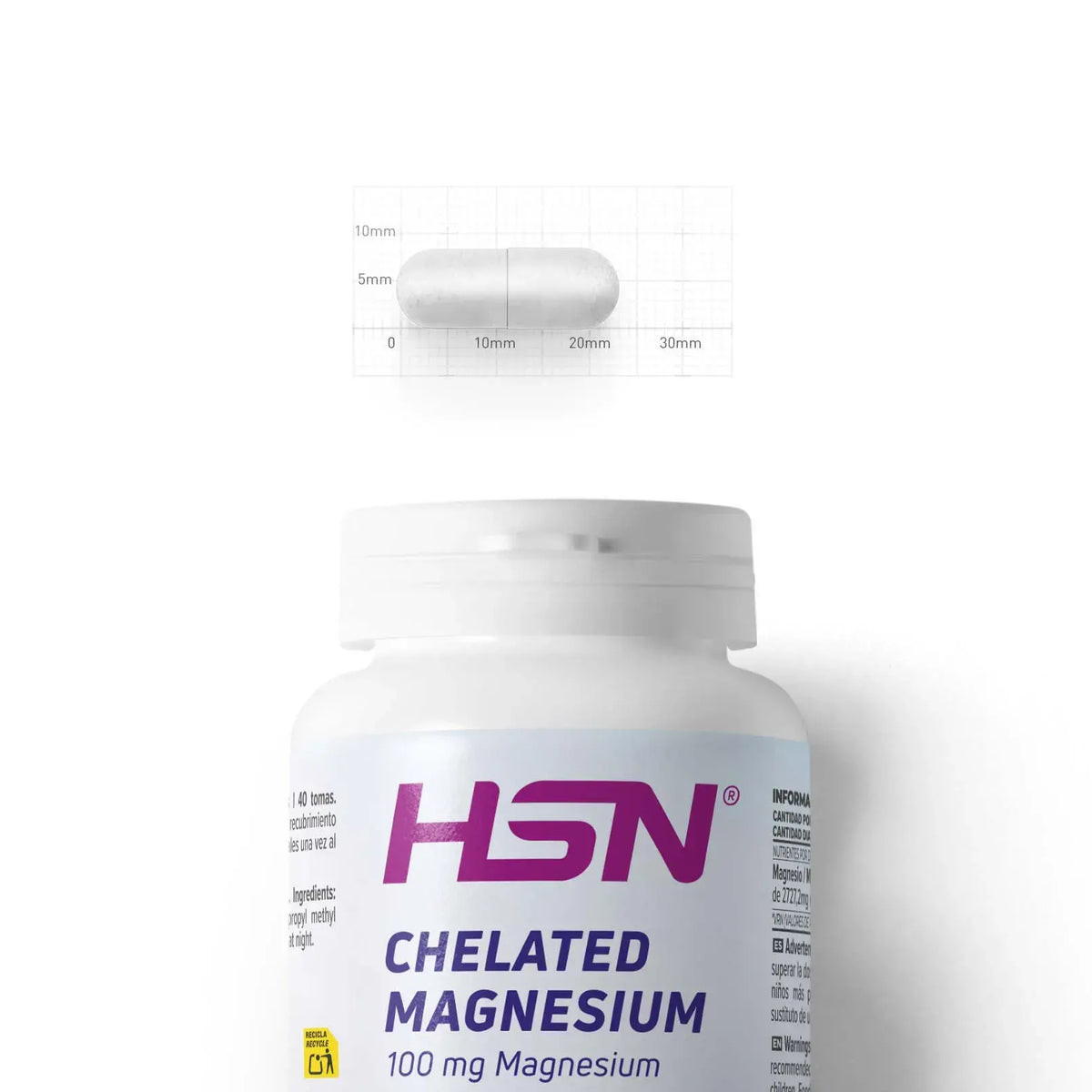Bisglicinato de magnesio 100 mg, cápsulas