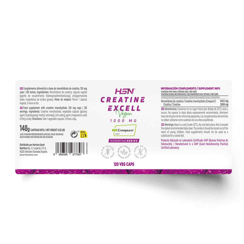 Etiqueta de Creatina Excell 1000 mg HSN