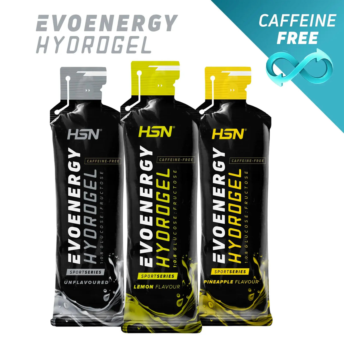 Evoenergy hydrogel sin cafeína HSN, los tres sabores