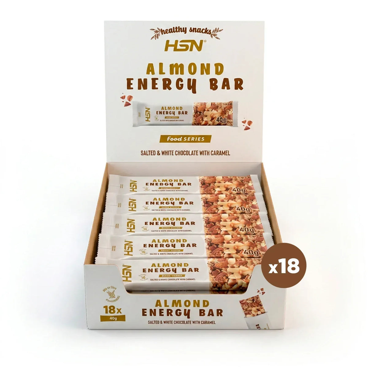 Almond energy bar · caja de 18