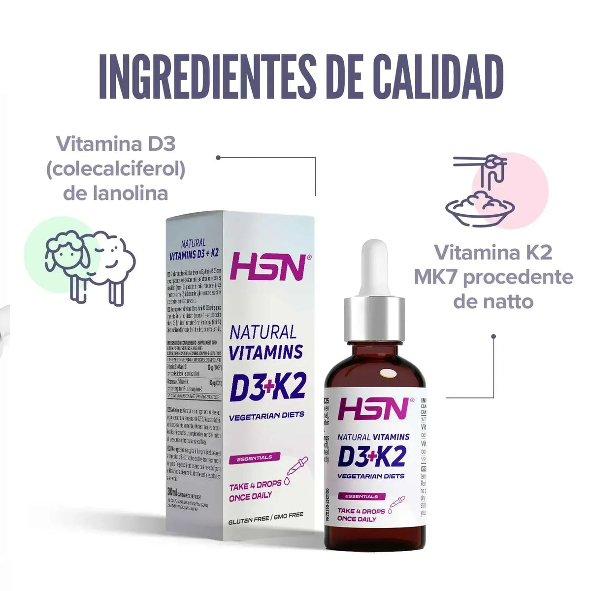 Vitaminas D3+K2 líquidas